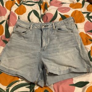 High waisted denim mom shorts
